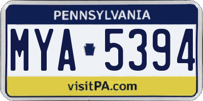 PA license plate MYA5394