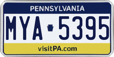 PA license plate MYA5395