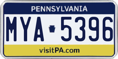 PA license plate MYA5396