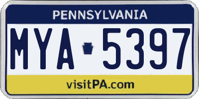 PA license plate MYA5397