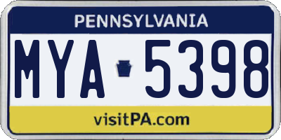 PA license plate MYA5398
