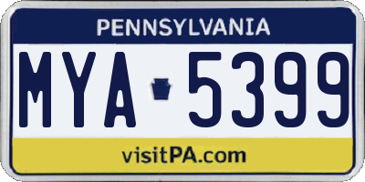 PA license plate MYA5399