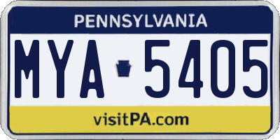 PA license plate MYA5405