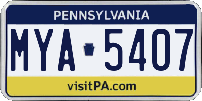 PA license plate MYA5407