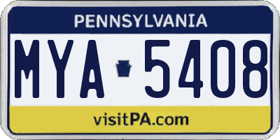 PA license plate MYA5408