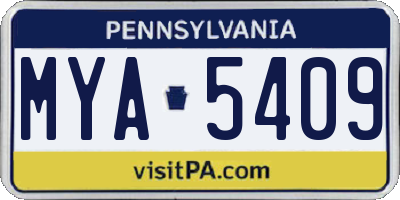 PA license plate MYA5409