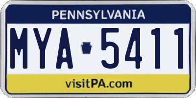 PA license plate MYA5411