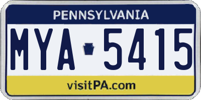 PA license plate MYA5415