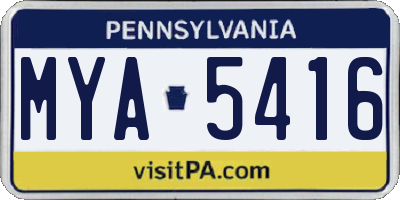 PA license plate MYA5416