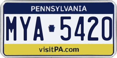 PA license plate MYA5420