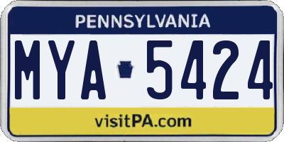 PA license plate MYA5424