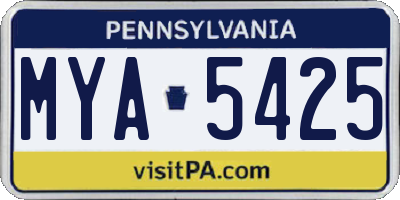 PA license plate MYA5425