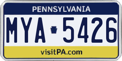PA license plate MYA5426