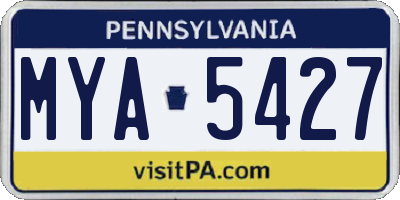 PA license plate MYA5427