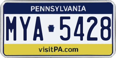 PA license plate MYA5428