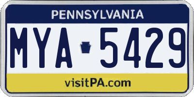 PA license plate MYA5429