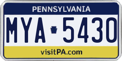 PA license plate MYA5430