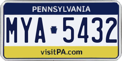 PA license plate MYA5432
