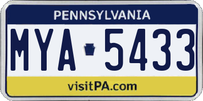 PA license plate MYA5433