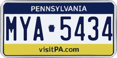 PA license plate MYA5434
