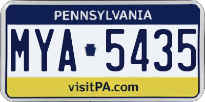 PA license plate MYA5435