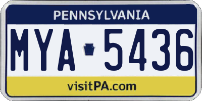 PA license plate MYA5436