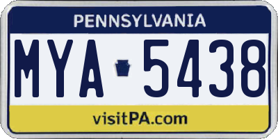 PA license plate MYA5438