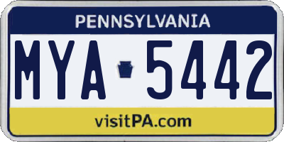 PA license plate MYA5442