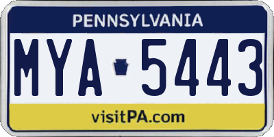 PA license plate MYA5443