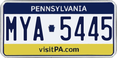 PA license plate MYA5445
