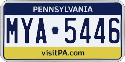 PA license plate MYA5446