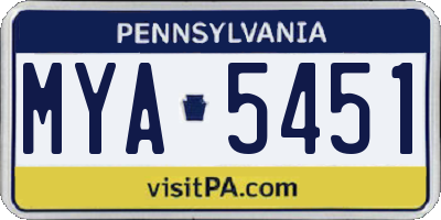 PA license plate MYA5451
