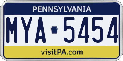 PA license plate MYA5454