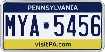 PA license plate MYA5456