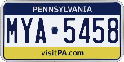 PA license plate MYA5458