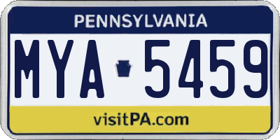 PA license plate MYA5459