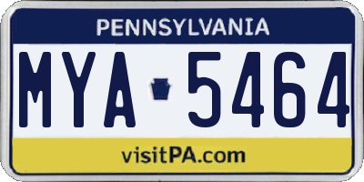 PA license plate MYA5464