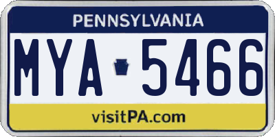 PA license plate MYA5466