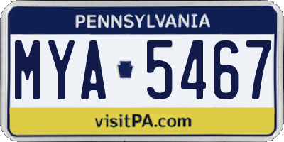 PA license plate MYA5467