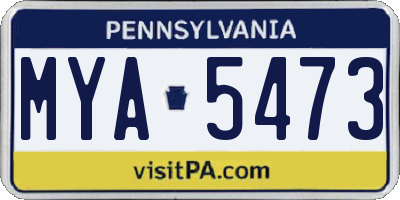 PA license plate MYA5473