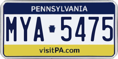 PA license plate MYA5475