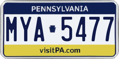 PA license plate MYA5477