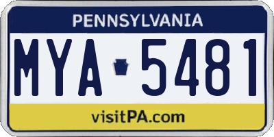 PA license plate MYA5481