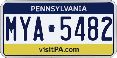 PA license plate MYA5482