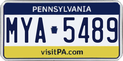 PA license plate MYA5489
