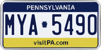 PA license plate MYA5490