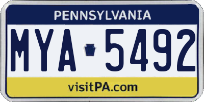 PA license plate MYA5492