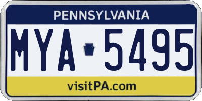 PA license plate MYA5495