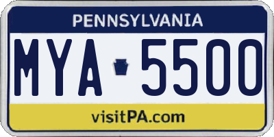 PA license plate MYA5500