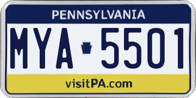 PA license plate MYA5501
